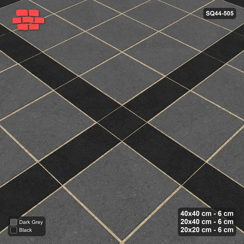 Interlock (Pasco) 40x40 cm · SQ44-505 · Panel Grid 4x4, Dark Plank Lines, Line Edges - Night Sky · Side view Interlock (Pasco) 40x40 cm · SQ44-505 · Panel Grid 4x4, Dark Plank Lines, Line Edges - Night Sky · Side view