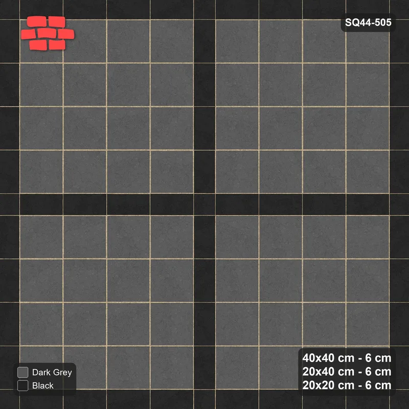 Interlock (Pasco) 40x40 cm · SQ44-505 · Panel Grid 4x4, Dark Plank Lines, Line Edges - Night Sky · Top view Interlock (Pasco) 40x40 cm · SQ44-505 · Panel Grid 4x4, Dark Plank Lines, Line Edges - Night Sky · Top view