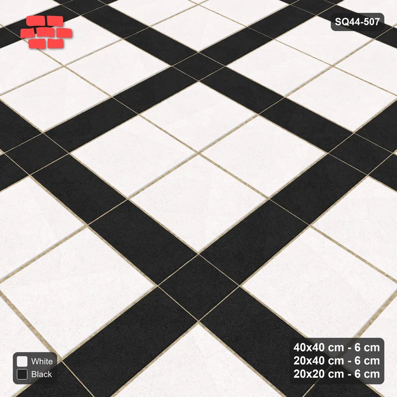 Interlock (Pasco) 40x40 cm · SQ44-507 · Panel Grid 2x2, Dark Plank Lines, 440 cm - Contrast · Side view Interlock (Pasco) 40x40 cm · SQ44-507 · Panel Grid 2x2, Dark Plank Lines, 440 cm - Contrast · Side view