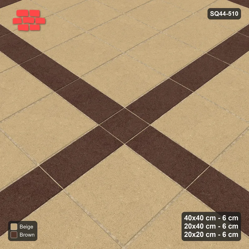 Interlock (Pasco) 40x40 cm · SQ44-510 · Panel Grid 4x4, Dark Plank Lines, Kerb, 420 cm - Sandstone · Side view Interlock (Pasco) 40x40 cm · SQ44-510 · Panel Grid 4x4, Dark Plank Lines, Kerb, 420 cm - Sandstone · Side view