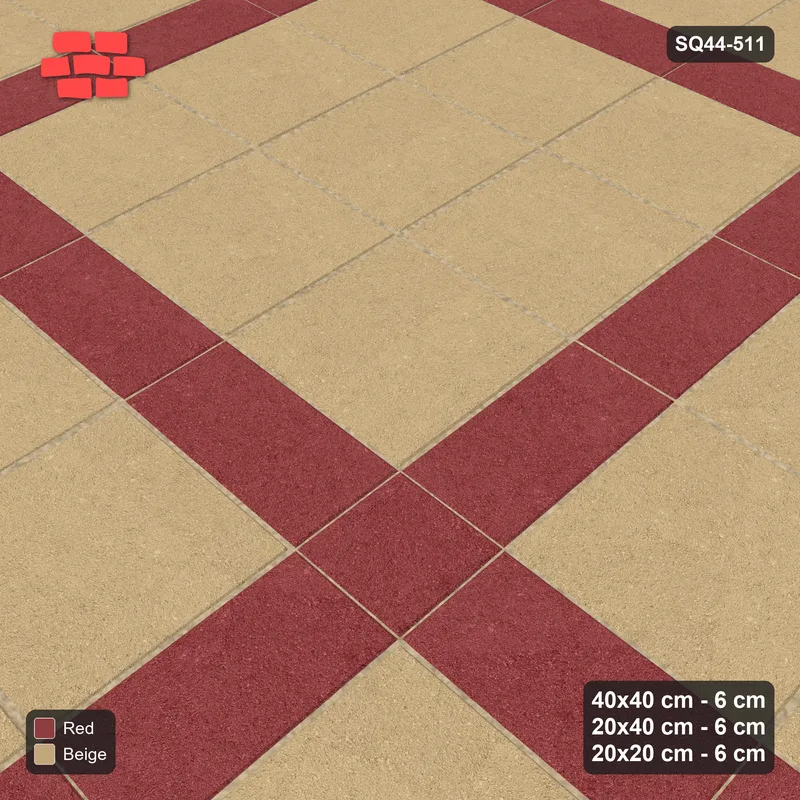Interlock (Pasco) 40x40 cm · SQ44-511 · Panel Grid 3x3, Dark Plank Lines, 340 cm - Terracotta · Side view Interlock (Pasco) 40x40 cm · SQ44-511 · Panel Grid 3x3, Dark Plank Lines, 340 cm - Terracotta · Side view