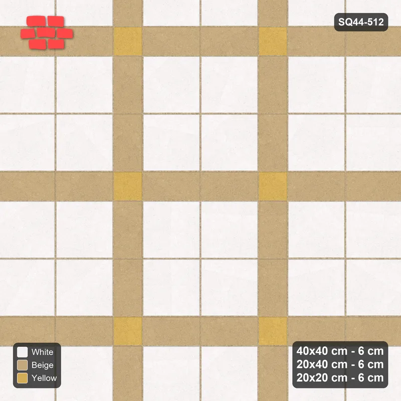 Interlock (Pasco) 40x40 cm · SQ44-512 · Panel Grid 2x2, Accent Crossings, 400 cm - Golden Sand · Top view Interlock (Pasco) 40x40 cm · SQ44-512 · Panel Grid 2x2, Accent Crossings, 400 cm - Golden Sand · Top view