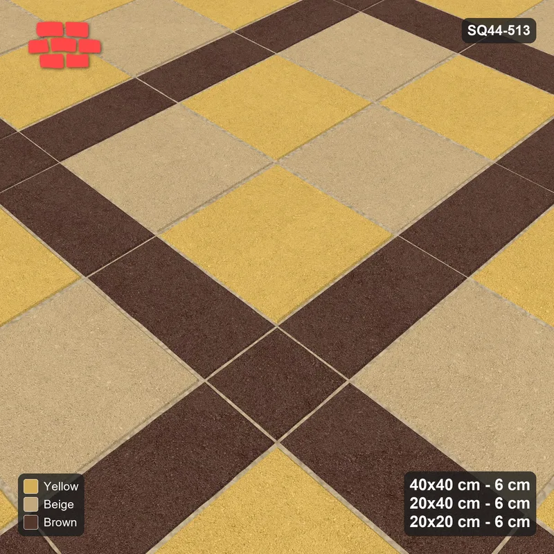 Interlock (Pasco) 40x40 cm · SQ44-513 · Panel Grid 2x3, Two-Tone Slabs, 340 cm - Harvest Gold · Side view Interlock (Pasco) 40x40 cm · SQ44-513 · Panel Grid 2x3, Two-Tone Slabs, 340 cm - Harvest Gold · Side view