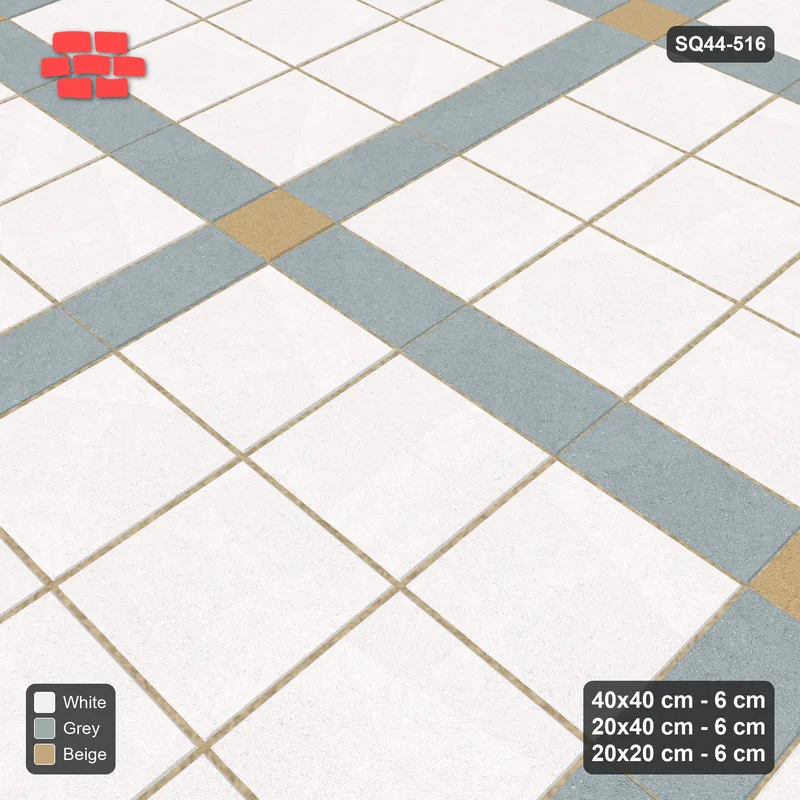 Interlock (Pasco) 40x40 cm · SQ44-516 · Panel Grid 3x3, Accent Crossings, 420 cm - Coastal · Side view Interlock (Pasco) 40x40 cm · SQ44-516 · Panel Grid 3x3, Accent Crossings, 420 cm - Coastal · Side view