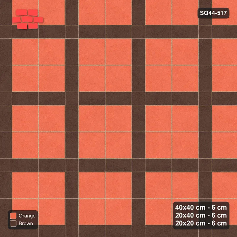 Interlock (Pasco) 40x40 cm · SQ44-517 · Panel Grid 2x2, Dark Plank Lines, 360 cm - Burnt Clay · Top view Interlock (Pasco) 40x40 cm · SQ44-517 · Panel Grid 2x2, Dark Plank Lines, 360 cm - Burnt Clay · Top view