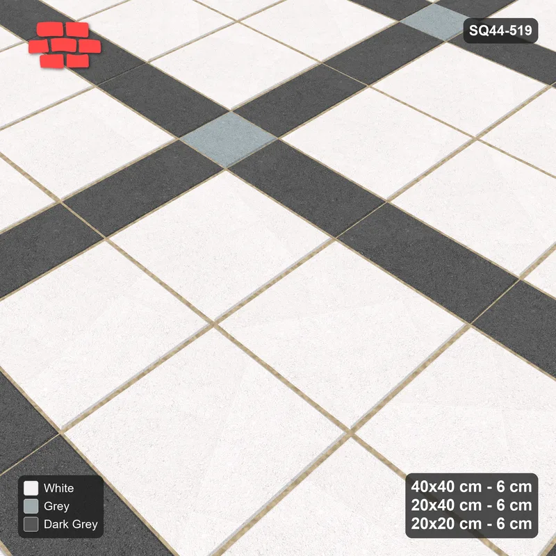 Interlock (Pasco) 40x40 cm · SQ44-519 · Panel Grid 3x2, Accent Crossings, 360 cm - Monochrome · Side view Interlock (Pasco) 40x40 cm · SQ44-519 · Panel Grid 3x2, Accent Crossings, 360 cm - Monochrome · Side view