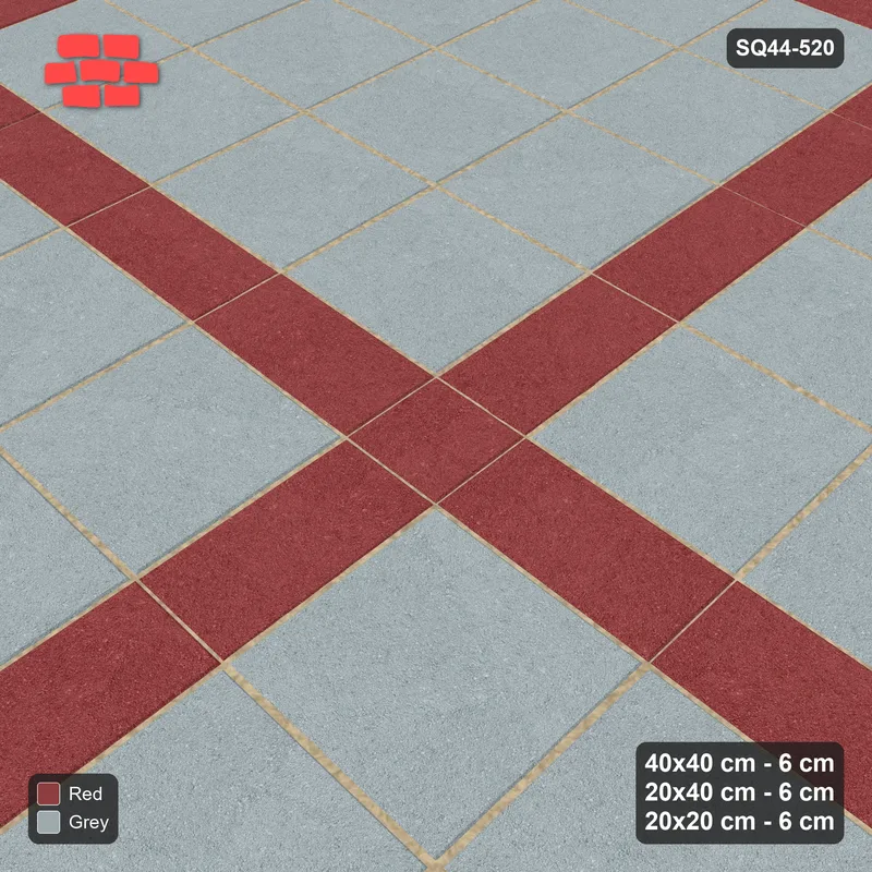 Interlock (Pasco) 40x40 cm · SQ44-520 · Panel Grid 4x4, Dark Plank Lines, Line Edges - Brick & Ash · Side view Interlock (Pasco) 40x40 cm · SQ44-520 · Panel Grid 4x4, Dark Plank Lines, Line Edges - Brick & Ash · Side view