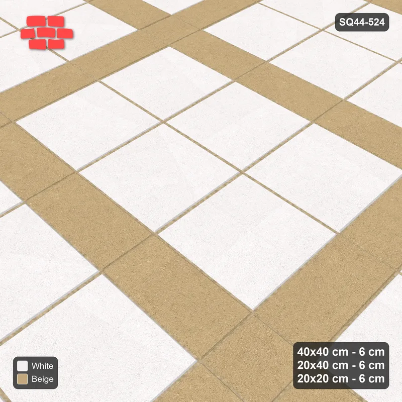 Interlock (Pasco) 40x40 cm · SQ44-524 · Panel Grid 3x2, Dark Plank Lines, 360 cm - Ivory & Sand · Side view Interlock (Pasco) 40x40 cm · SQ44-524 · Panel Grid 3x2, Dark Plank Lines, 360 cm - Ivory & Sand · Side view