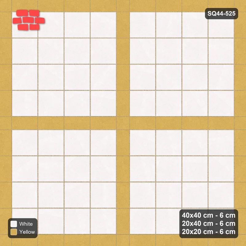 Interlock (Pasco) 40x40 cm · SQ44-525 · Panel Grid 4x4, Dark Plank Lines, Line Edges - Ivory & Ochre · Top view Interlock (Pasco) 40x40 cm · SQ44-525 · Panel Grid 4x4, Dark Plank Lines, Line Edges - Ivory & Ochre · Top view