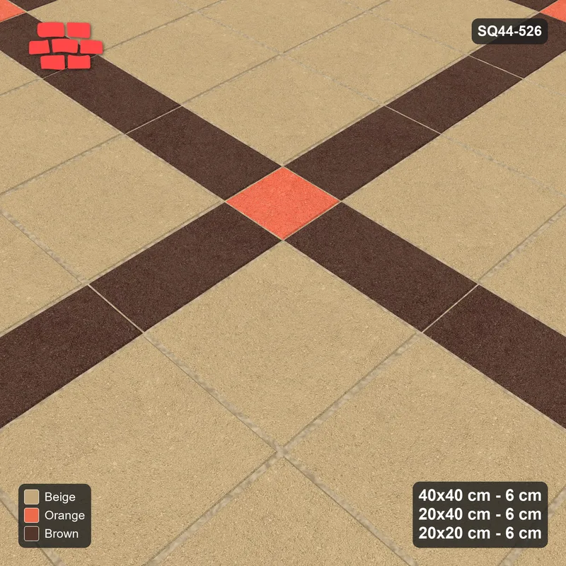 Interlock (Pasco) 40x40 cm · SQ44-526 · Panel Grid 3x3, Accent Crossings, Kerb, 365 cm - Autumn · Side view Interlock (Pasco) 40x40 cm · SQ44-526 · Panel Grid 3x3, Accent Crossings, Kerb, 365 cm - Autumn · Side view