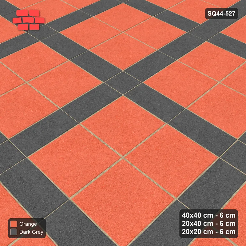 Interlock (Pasco) 40x40 cm · SQ44-527 · Panel Grid 2x2, Dark Plank Lines, Panel + Half Edges - Ember · Side view Interlock (Pasco) 40x40 cm · SQ44-527 · Panel Grid 2x2, Dark Plank Lines, Panel + Half Edges - Ember · Side view