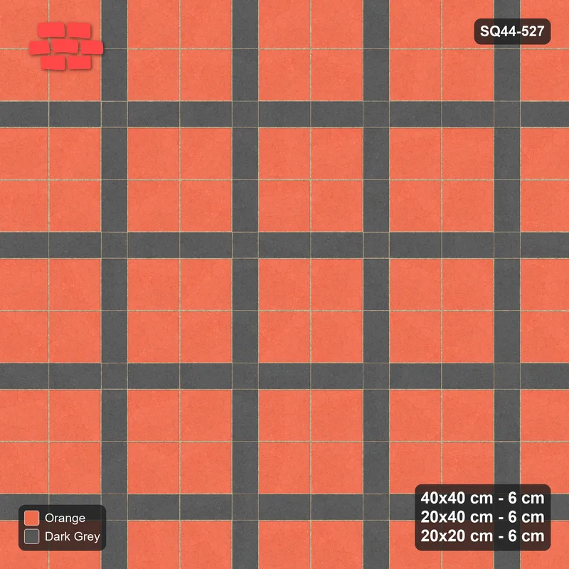 Interlock (Pasco) 40x40 cm · SQ44-527 · Panel Grid 2x2, Dark Plank Lines, Panel + Half Edges - Ember · Top view Interlock (Pasco) 40x40 cm · SQ44-527 · Panel Grid 2x2, Dark Plank Lines, Panel + Half Edges - Ember · Top view