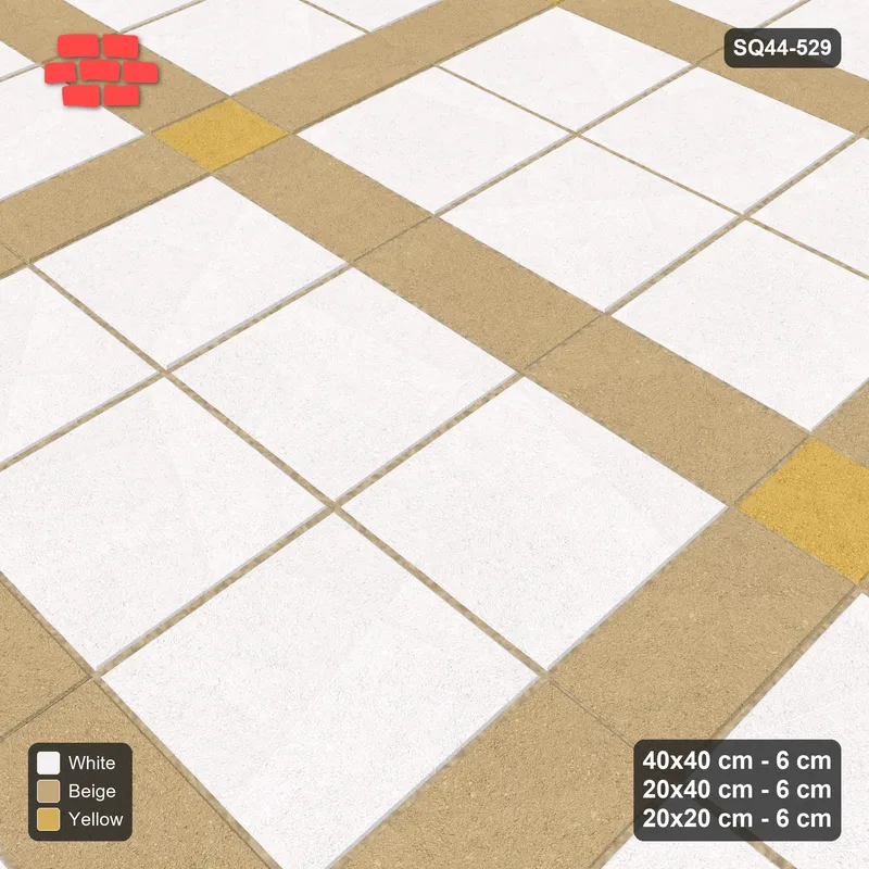 Interlock (Pasco) 40x40 cm · SQ44-529 · Panel Grid 3x2, Accent Crossings, 360 cm - Golden Sand · Side view Interlock (Pasco) 40x40 cm · SQ44-529 · Panel Grid 3x2, Accent Crossings, 360 cm - Golden Sand · Side view