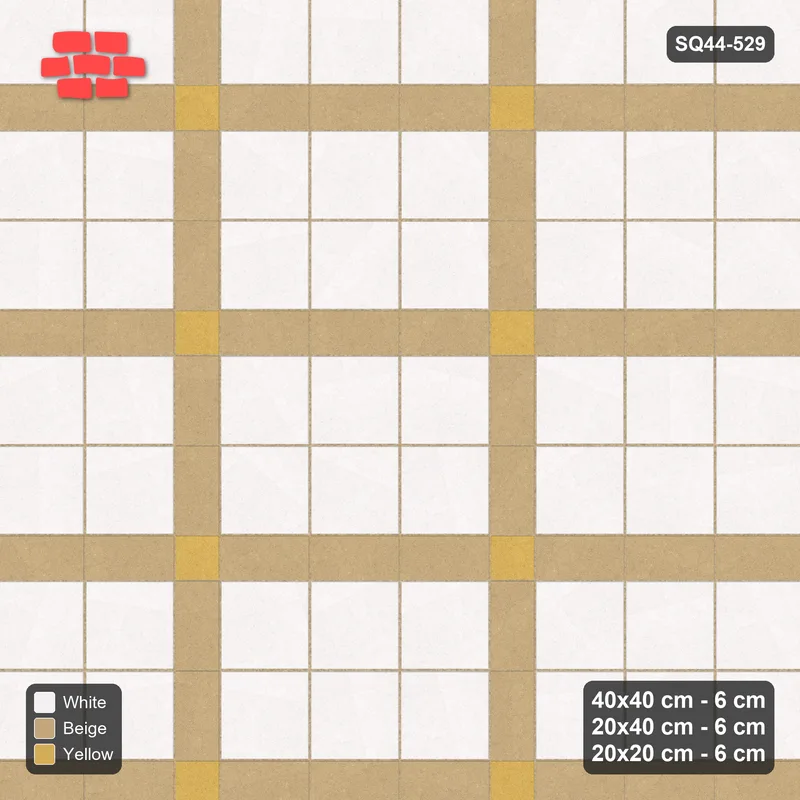 Interlock (Pasco) 40x40 cm · SQ44-529 · Panel Grid 3x2, Accent Crossings, 360 cm - Golden Sand · Top view Interlock (Pasco) 40x40 cm · SQ44-529 · Panel Grid 3x2, Accent Crossings, 360 cm - Golden Sand · Top view