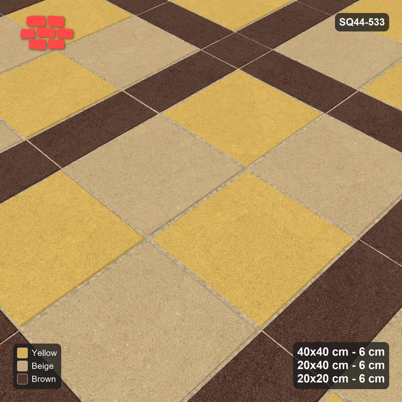 Interlock (Pasco) 40x40 cm · SQ44-533 · Panel Grid 2x3, Two-Tone Slabs, 320 cm - Harvest Gold · Side view Interlock (Pasco) 40x40 cm · SQ44-533 · Panel Grid 2x3, Two-Tone Slabs, 320 cm - Harvest Gold · Side view