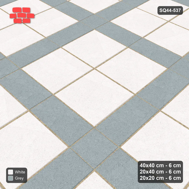 Interlock (Pasco) 40x40 cm · SQ44-537 · Panel Grid 2x2, Dark Plank Lines, 360 cm - Salt & Pepper · Side view Interlock (Pasco) 40x40 cm · SQ44-537 · Panel Grid 2x2, Dark Plank Lines, 360 cm - Salt & Pepper · Side view