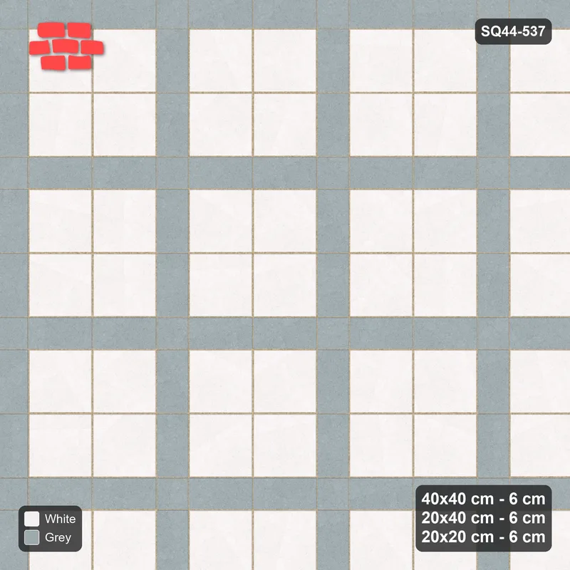 Interlock (Pasco) 40x40 cm · SQ44-537 · Panel Grid 2x2, Dark Plank Lines, 360 cm - Salt & Pepper · Top view Interlock (Pasco) 40x40 cm · SQ44-537 · Panel Grid 2x2, Dark Plank Lines, 360 cm - Salt & Pepper · Top view