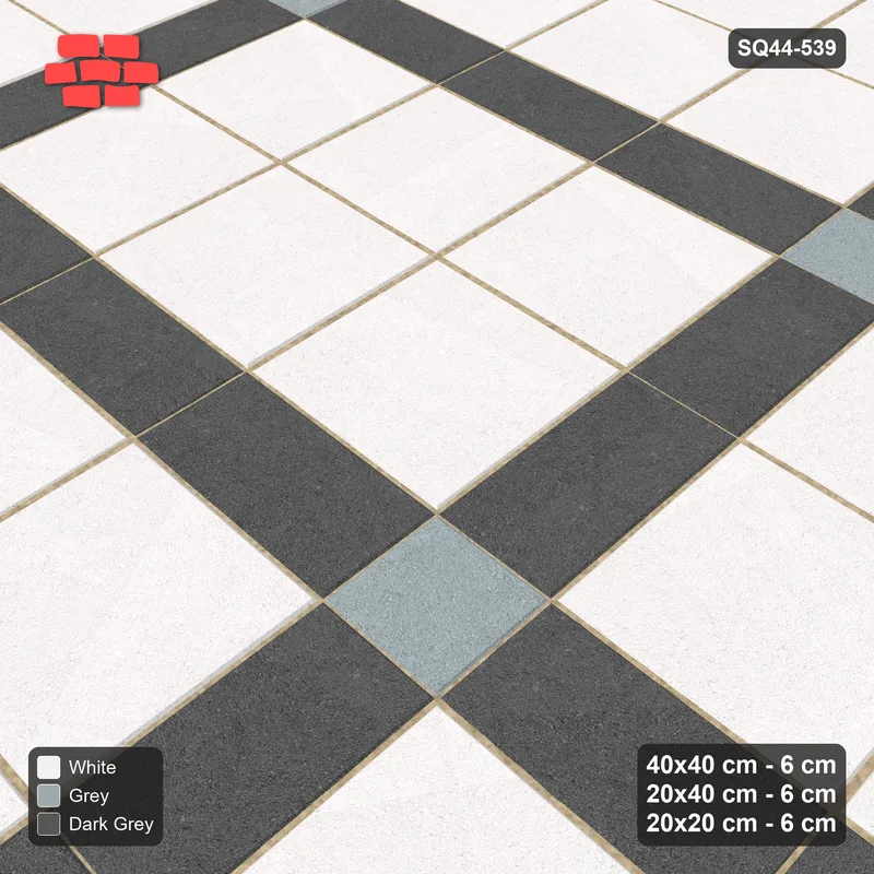 Interlock (Pasco) 40x40 cm · SQ44-539 · Panel Grid 3x2, Accent Crossings, 340 cm - Monochrome · Side view Interlock (Pasco) 40x40 cm · SQ44-539 · Panel Grid 3x2, Accent Crossings, 340 cm - Monochrome · Side view