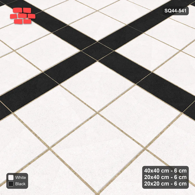 Interlock (Pasco) 40x40 cm · SQ44-541 · Panel Grid 3x3, Dark Plank Lines, 380 cm - Contrast · Side view Interlock (Pasco) 40x40 cm · SQ44-541 · Panel Grid 3x3, Dark Plank Lines, 380 cm - Contrast · Side view