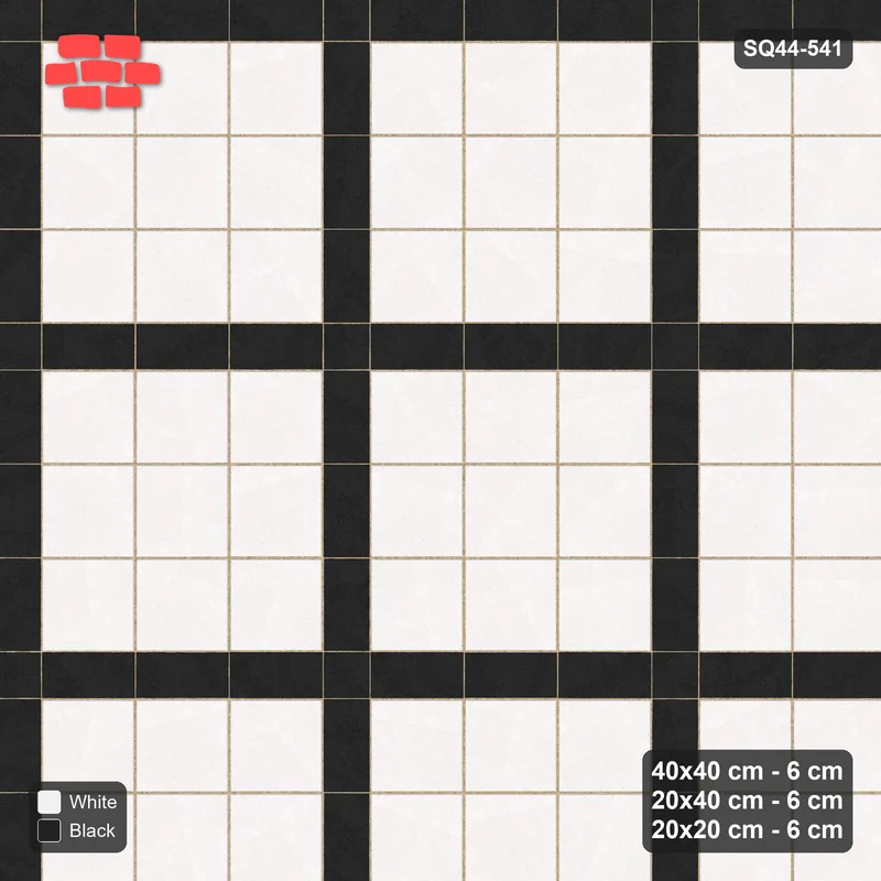 Interlock (Pasco) 40x40 cm · SQ44-541 · Panel Grid 3x3, Dark Plank Lines, 380 cm - Contrast · Top view Interlock (Pasco) 40x40 cm · SQ44-541 · Panel Grid 3x3, Dark Plank Lines, 380 cm - Contrast · Top view