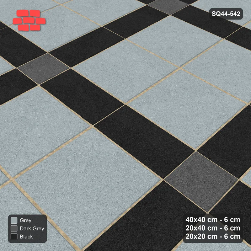 Interlock (Pasco) 40x40 cm · SQ44-542 · Panel Grid 2x2, Kerb, 340 cm - Graphite Scale · Side view Interlock (Pasco) 40x40 cm · SQ44-542 · Panel Grid 2x2, Kerb, 340 cm - Graphite Scale · Side view