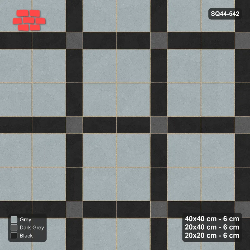 Interlock (Pasco) 40x40 cm · SQ44-542 · Panel Grid 2x2, Kerb, 340 cm - Graphite Scale · Top view Interlock (Pasco) 40x40 cm · SQ44-542 · Panel Grid 2x2, Kerb, 340 cm - Graphite Scale · Top view