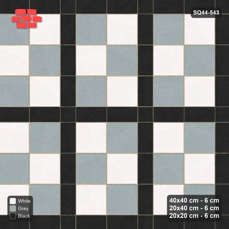 Interlock (Pasco) 40x40 cm · SQ44-543 · Panel Grid 2x3, Two-Tone Slabs, Line + Panel Edges - Tuxedo · Top view Interlock (Pasco) 40x40 cm · SQ44-543 · Panel Grid 2x3, Two-Tone Slabs, Line + Panel Edges - Tuxedo · Top view