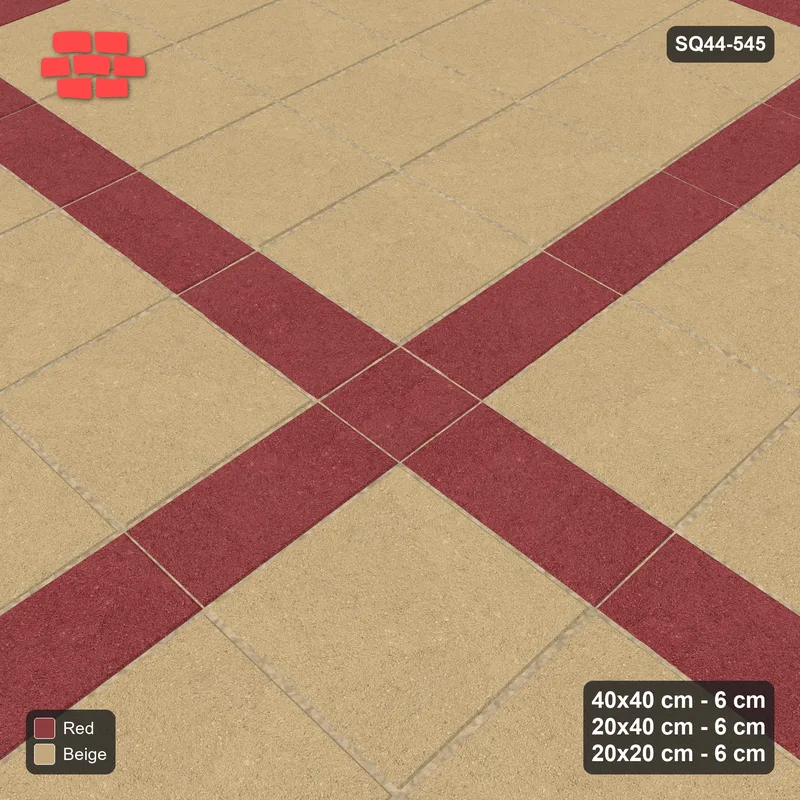 Interlock (Pasco) 40x40 cm · SQ44-545 · Panel Grid 4x4, Dark Plank Lines, Line Edges - Terracotta · Side view Interlock (Pasco) 40x40 cm · SQ44-545 · Panel Grid 4x4, Dark Plank Lines, Line Edges - Terracotta · Side view