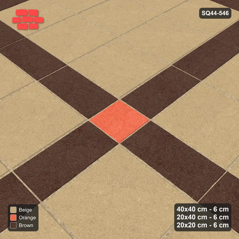 Interlock (Pasco) 40x40 cm · SQ44-546 · Panel Grid 3x3, Accent Crossings, Line Edges, Kerb - Autumn · Side view Interlock (Pasco) 40x40 cm · SQ44-546 · Panel Grid 3x3, Accent Crossings, Line Edges, Kerb - Autumn · Side view