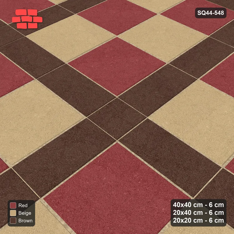 Interlock (Pasco) 40x40 cm · SQ44-548 · Panel Grid 2x3, Two-Tone Slabs, Line + Half Edges - Tuscany · Side view Interlock (Pasco) 40x40 cm · SQ44-548 · Panel Grid 2x3, Two-Tone Slabs, Line + Half Edges - Tuscany · Side view