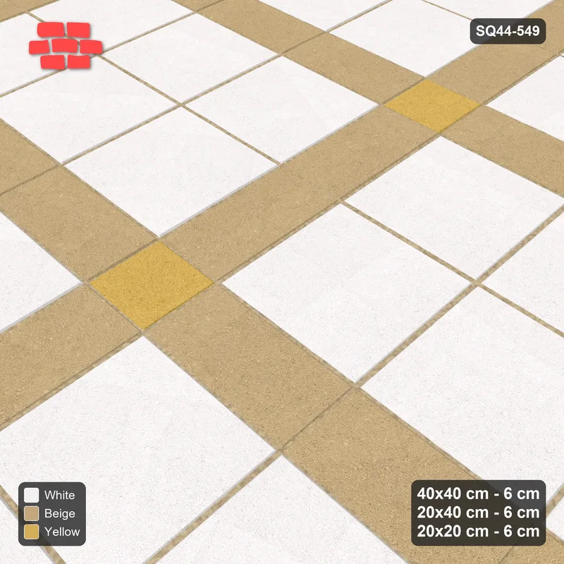 Interlock (Pasco) 40x40 cm · SQ44-549 · Panel Grid 3x2, Accent Crossings, 340 cm - Golden Sand · Side view Interlock (Pasco) 40x40 cm · SQ44-549 · Panel Grid 3x2, Accent Crossings, 340 cm - Golden Sand · Side view