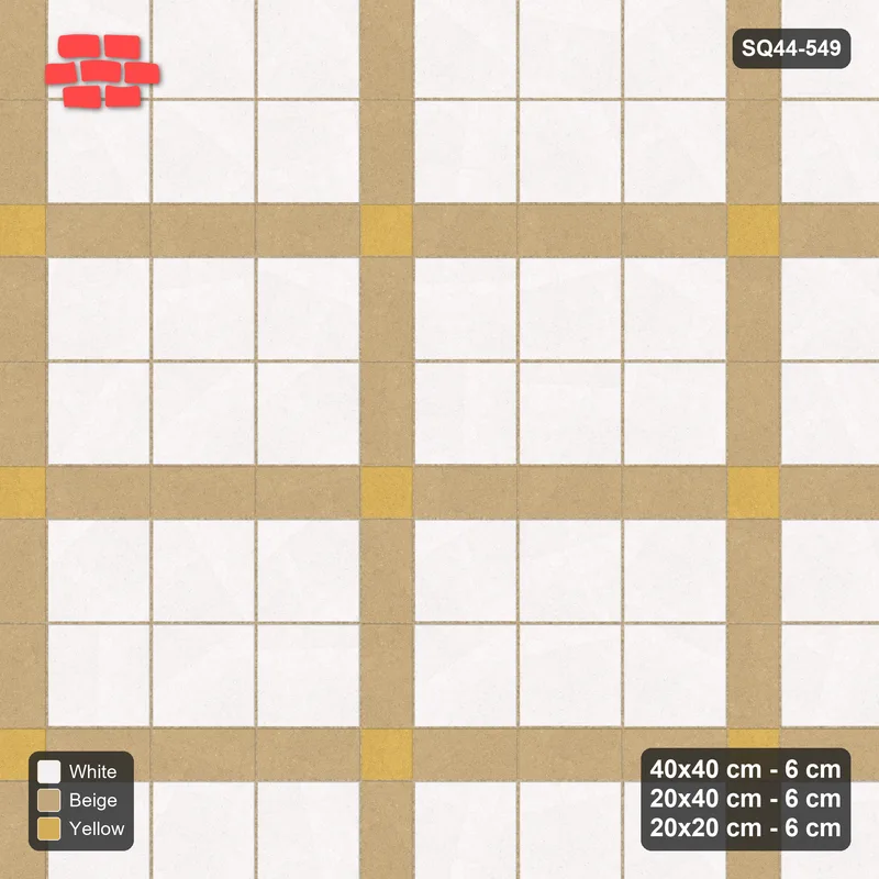 Interlock (Pasco) 40x40 cm · SQ44-549 · Panel Grid 3x2, Accent Crossings, 340 cm - Golden Sand · Top view Interlock (Pasco) 40x40 cm · SQ44-549 · Panel Grid 3x2, Accent Crossings, 340 cm - Golden Sand · Top view
