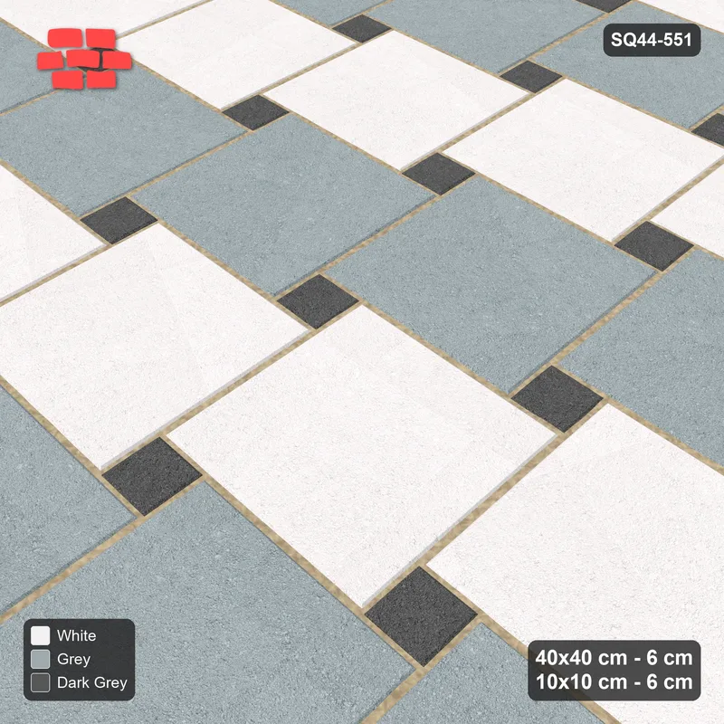 Interlock (Pasco) 40x40 cm · SQ44-551 · Lattice 40+10, Alternating Rows - Monochrome · Side view Interlock (Pasco) 40x40 cm · SQ44-551 · Lattice 40+10, Alternating Rows - Monochrome · Side view