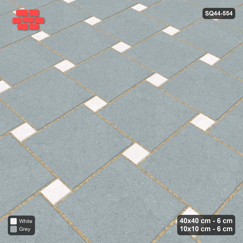 Interlock (Pasco) 40x40 cm · SQ44-554 · Lattice 40+10, Swapped (Mirrored) - Salt & Pepper · Side view Interlock (Pasco) 40x40 cm · SQ44-554 · Lattice 40+10, Swapped (Mirrored) - Salt & Pepper · Side view