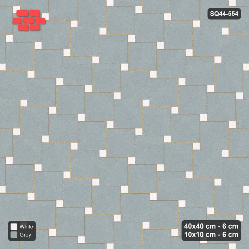 Interlock (Pasco) 40x40 cm · SQ44-554 · Lattice 40+10, Swapped (Mirrored) - Salt & Pepper · Top view Interlock (Pasco) 40x40 cm · SQ44-554 · Lattice 40+10, Swapped (Mirrored) - Salt & Pepper · Top view