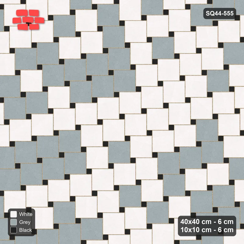 Interlock (Pasco) 40x40 cm · SQ44-555 · Lattice 40+10, Tonal Blend - Tuxedo · Top view Interlock (Pasco) 40x40 cm · SQ44-555 · Lattice 40+10, Tonal Blend - Tuxedo · Top view