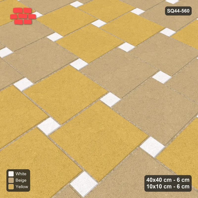 Interlock (Pasco) 40x40 cm · SQ44-560 · Lattice 40+10, Block Chequer (Mirrored) - Golden Sand · Side view Interlock (Pasco) 40x40 cm · SQ44-560 · Lattice 40+10, Block Chequer (Mirrored) - Golden Sand · Side view