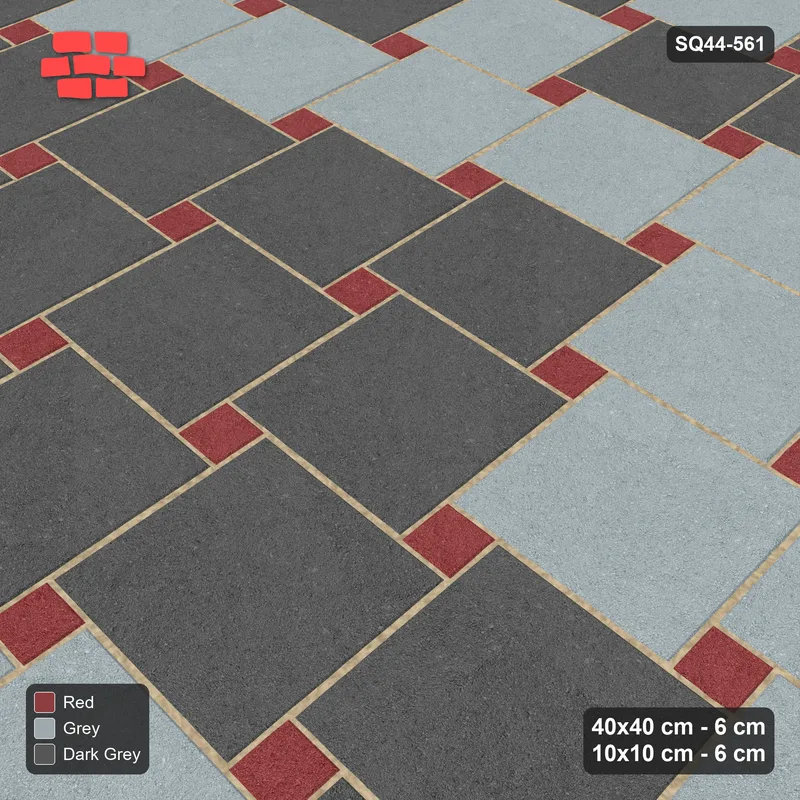 Interlock (Pasco) 40x40 cm · SQ44-561 · Lattice 40+10, Tonal Blend - Urban Brick · Side view Interlock (Pasco) 40x40 cm · SQ44-561 · Lattice 40+10, Tonal Blend - Urban Brick · Side view