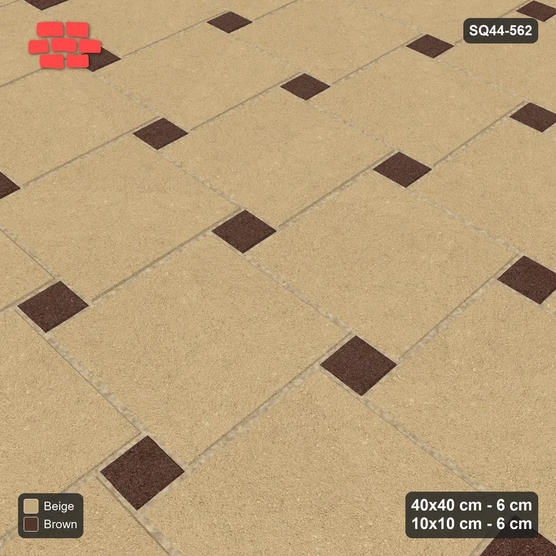 Interlock (Pasco) 40x40 cm · SQ44-562 · Lattice 40+10, Accents (Mirrored) - Sandstone · Side view Interlock (Pasco) 40x40 cm · SQ44-562 · Lattice 40+10, Accents (Mirrored) - Sandstone · Side view