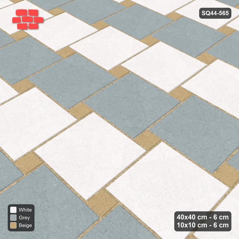 Interlock (Pasco) 40x40 cm · SQ44-565 · Lattice 40+10, Alternating Rows - Coastal · Side view Interlock (Pasco) 40x40 cm · SQ44-565 · Lattice 40+10, Alternating Rows - Coastal · Side view