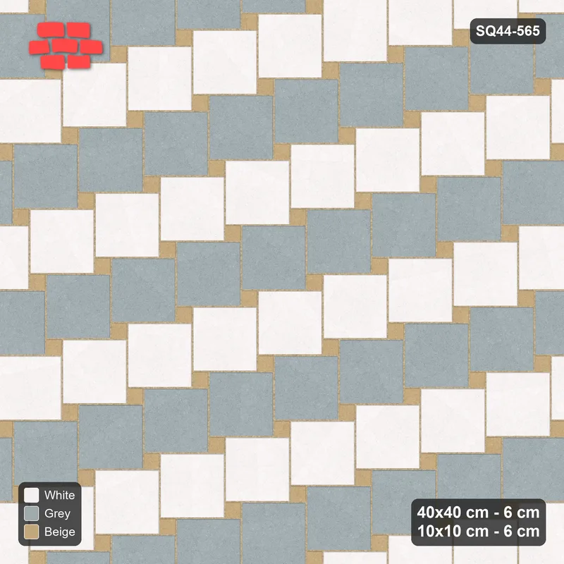 Interlock (Pasco) 40x40 cm · SQ44-565 · Lattice 40+10, Alternating Rows - Coastal · Top view Interlock (Pasco) 40x40 cm · SQ44-565 · Lattice 40+10, Alternating Rows - Coastal · Top view