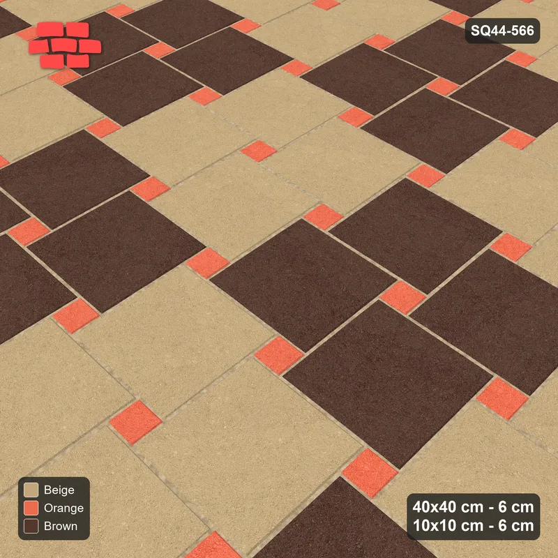 Interlock (Pasco) 40x40 cm · SQ44-566 · Lattice 40+10, Block Chequer (Mirrored) - Autumn · Side view Interlock (Pasco) 40x40 cm · SQ44-566 · Lattice 40+10, Block Chequer (Mirrored) - Autumn · Side view
