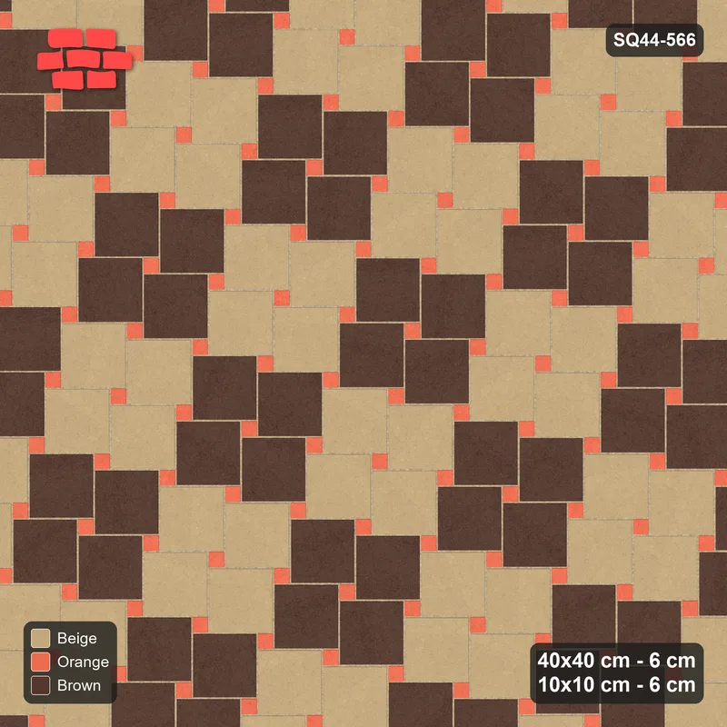 Interlock (Pasco) 40x40 cm · SQ44-566 · Lattice 40+10, Block Chequer (Mirrored) - Autumn · Top view Interlock (Pasco) 40x40 cm · SQ44-566 · Lattice 40+10, Block Chequer (Mirrored) - Autumn · Top view