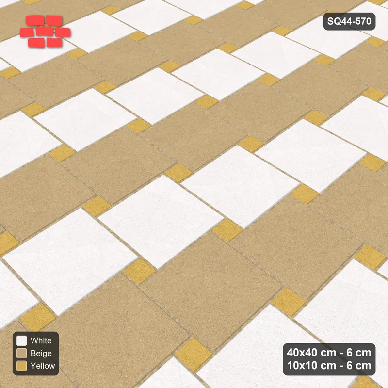 Interlock (Pasco) 40x40 cm · SQ44-570 · Lattice 40+10, Alternating Rows (Mirrored) - Golden Sand · Side view Interlock (Pasco) 40x40 cm · SQ44-570 · Lattice 40+10, Alternating Rows (Mirrored) - Golden Sand · Side view