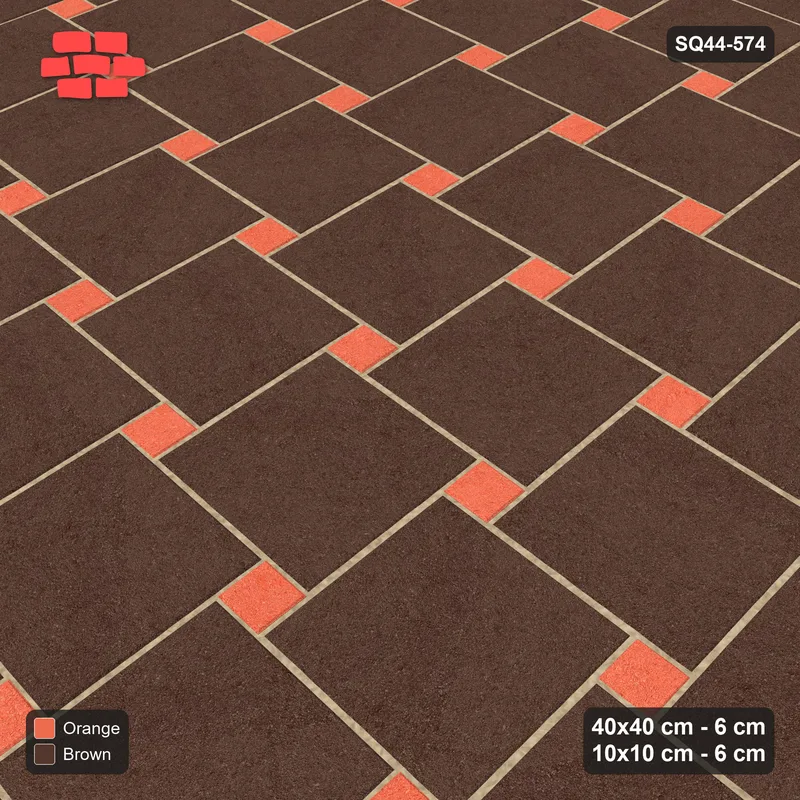 Interlock (Pasco) 40x40 cm · SQ44-574 · Lattice 40+10, Swapped (Mirrored) - Burnt Clay · Side view Interlock (Pasco) 40x40 cm · SQ44-574 · Lattice 40+10, Swapped (Mirrored) - Burnt Clay · Side view