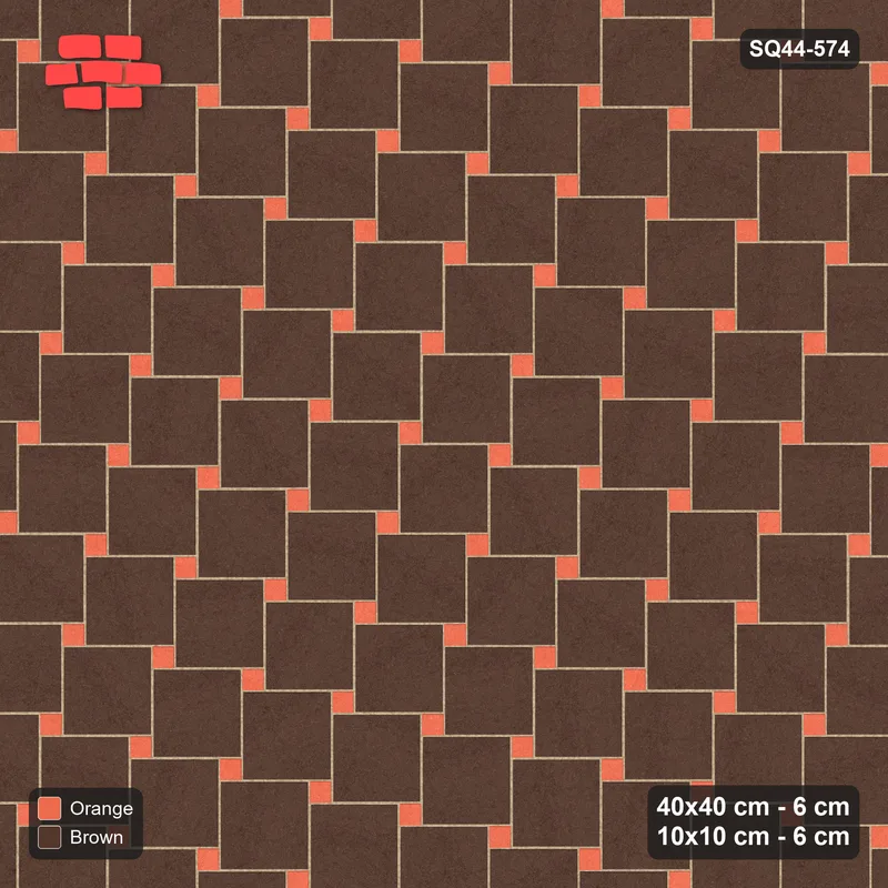 Interlock (Pasco) 40x40 cm · SQ44-574 · Lattice 40+10, Swapped (Mirrored) - Burnt Clay · Top view Interlock (Pasco) 40x40 cm · SQ44-574 · Lattice 40+10, Swapped (Mirrored) - Burnt Clay · Top view