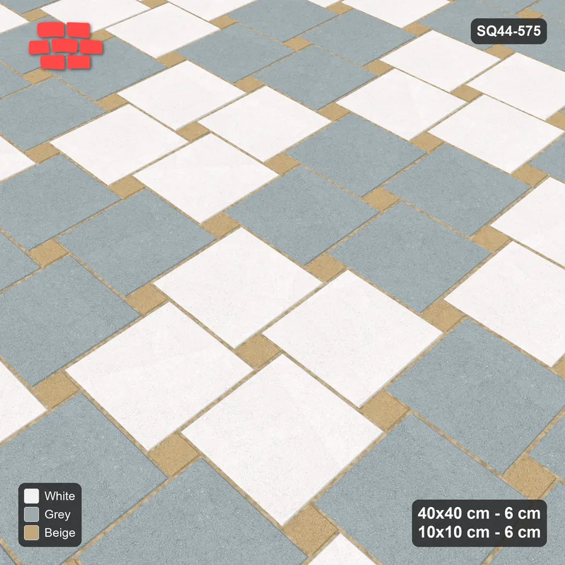 Interlock (Pasco) 40x40 cm · SQ44-575 · Lattice 40+10, Block Chequer - Coastal · Side view Interlock (Pasco) 40x40 cm · SQ44-575 · Lattice 40+10, Block Chequer - Coastal · Side view