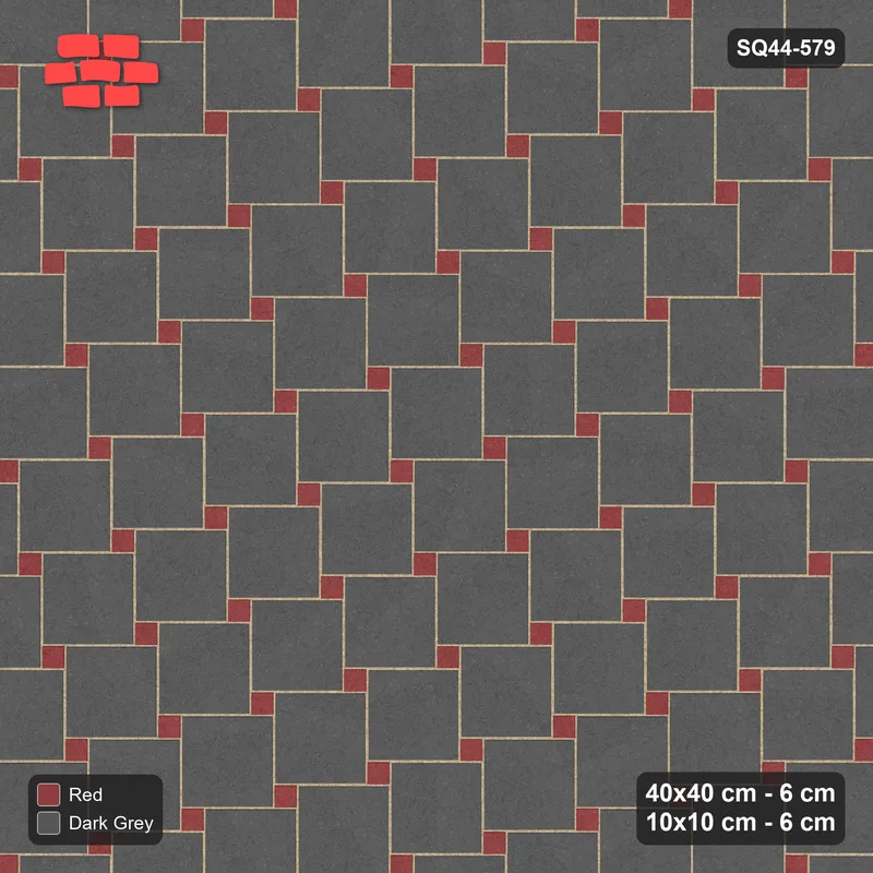 Interlock (Pasco) 40x40 cm · SQ44-579 · Lattice 40+10, Swapped - Rust & Charcoal · Top view Interlock (Pasco) 40x40 cm · SQ44-579 · Lattice 40+10, Swapped - Rust & Charcoal · Top view