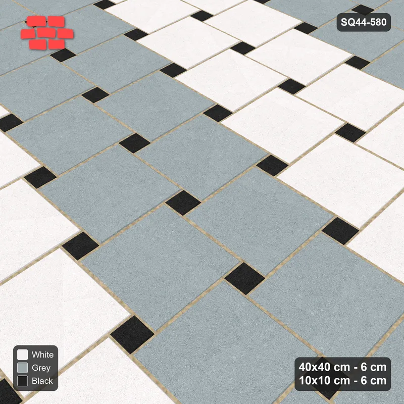 Interlock (Pasco) 40x40 cm · SQ44-580 · Lattice 40+10, Diagonal Stripes (Mirrored) - Tuxedo · Side view Interlock (Pasco) 40x40 cm · SQ44-580 · Lattice 40+10, Diagonal Stripes (Mirrored) - Tuxedo · Side view