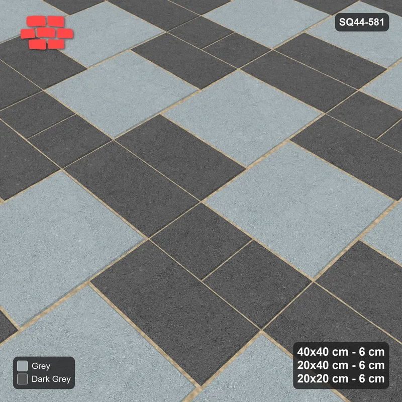 Interlock (Pasco) 40x40 cm · SQ44-581 · 3-Size Ashlar, Solid Slabs, 80x80 Block, Mix 1, 320 cm · Side view Interlock (Pasco) 40x40 cm · SQ44-581 · 3-Size Ashlar, Solid Slabs, 80x80 Block, Mix 1, 320 cm · Side view